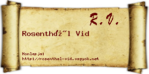 Rosenthál Vid névjegykártya